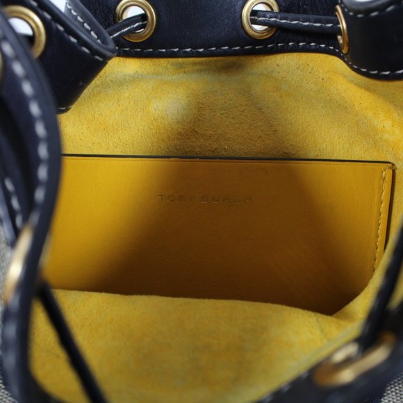 Tory Burch T Monogram Jacquard Bucket Bag - Navy Blue - Picture 8 of 10